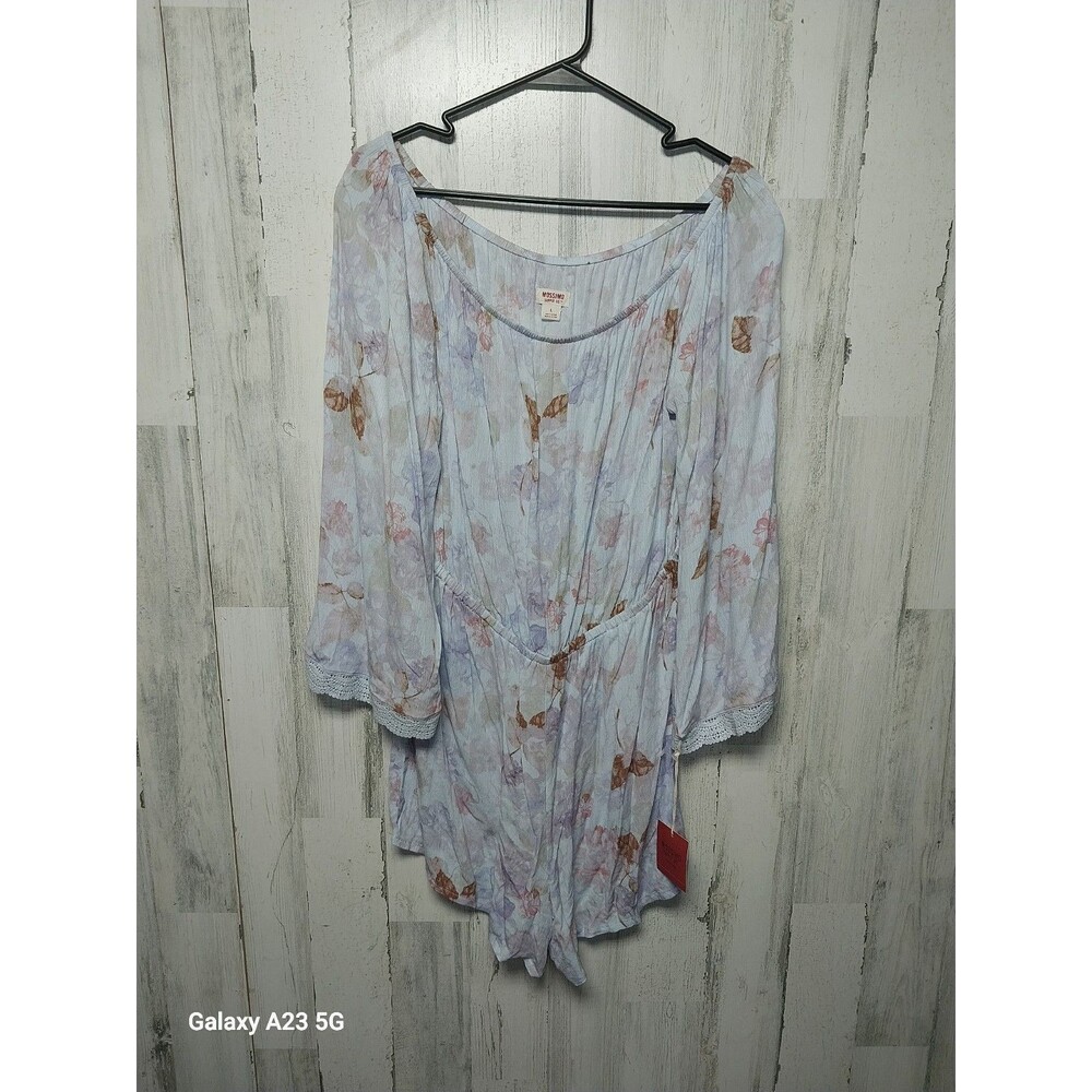 Mossimo Supply Co. Floral Off Shoulder Elastic Waist Romper Women Size Large NWT